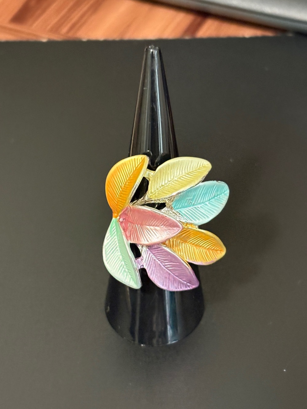 Multicolor Leaf Cluster Statement Ring - Women Jewelry
